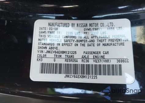 2008 Infiniti G37 Journey z USA, uszkodzony, nr VIN JNKCV64EX8M121225